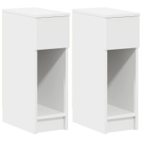 Produktbild för Sängbord 2 st med låda vit 20x36x60 cm