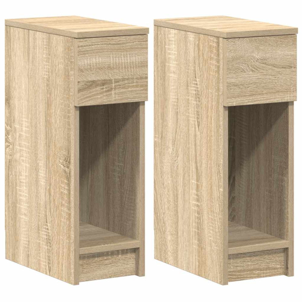 Produktbild för Sängbord 2 st med låda sonoma-ek 20x36x60 cm