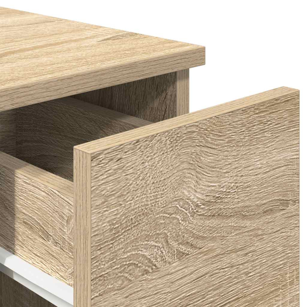 Produktbild för Sängbord 2 st med låda sonoma-ek 20x36x60 cm