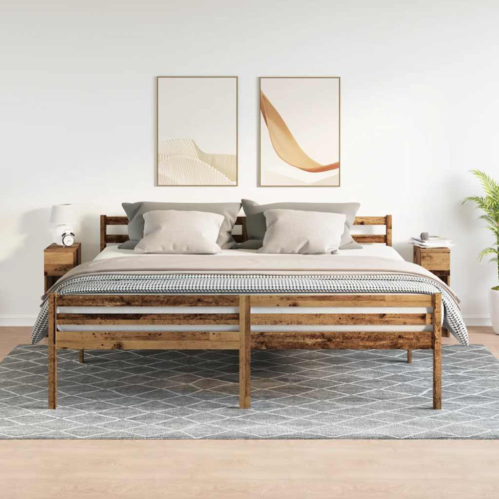 Produktbild för Sängbord 2 st med låda åldrat trä 20x36x60 cm