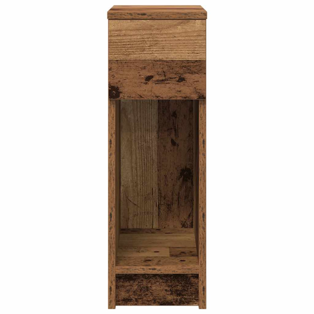 Produktbild för Sängbord 2 st med låda åldrat trä 20x36x60 cm