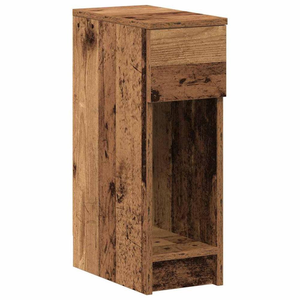 Produktbild för Sängbord 2 st med låda åldrat trä 20x36x60 cm