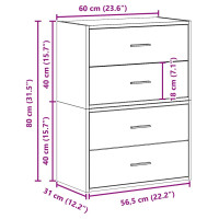 Produktbild för Skåp med 2 lådor 2 st vit 60x31x40 cm konstruerat trä