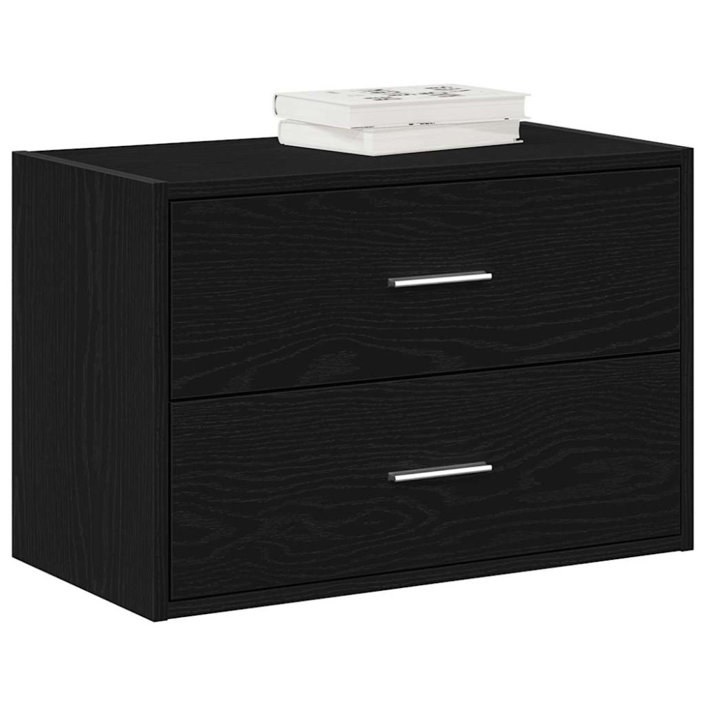 Produktbild för Skåp med 2 lådor svart ek 60x31x40 cm konstruerat trä