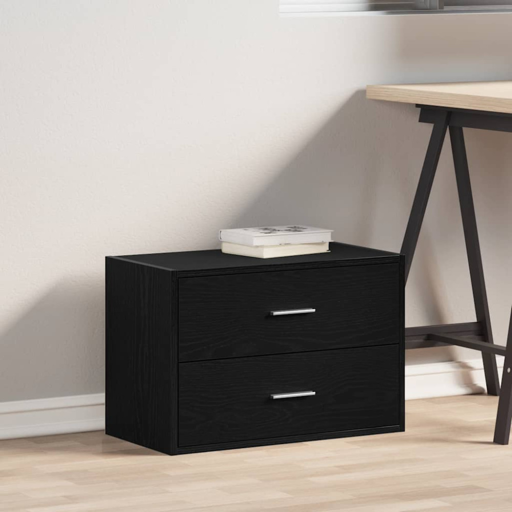 Produktbild för Skåp med 2 lådor svart ek 60x31x40 cm konstruerat trä