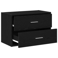 Produktbild för Skåp med 2 lådor svart ek 60x31x40 cm konstruerat trä