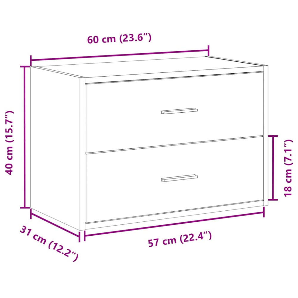 Produktbild för Skåp med 2 lådor svart ek 60x31x40 cm konstruerat trä