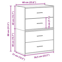 Produktbild för Skåp med 2 lådor 2 st sonoma-ek 60x31x40 cm konstruerat trä