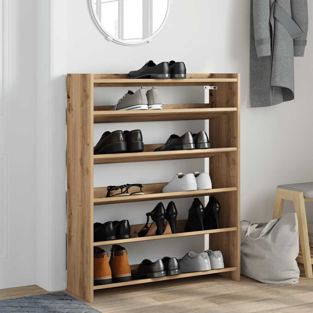 Produktbild för Skohylla ek 80x25x100 cm konstruerat trä