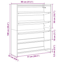 Produktbild för Skohylla ek 80x25x100 cm konstruerat trä