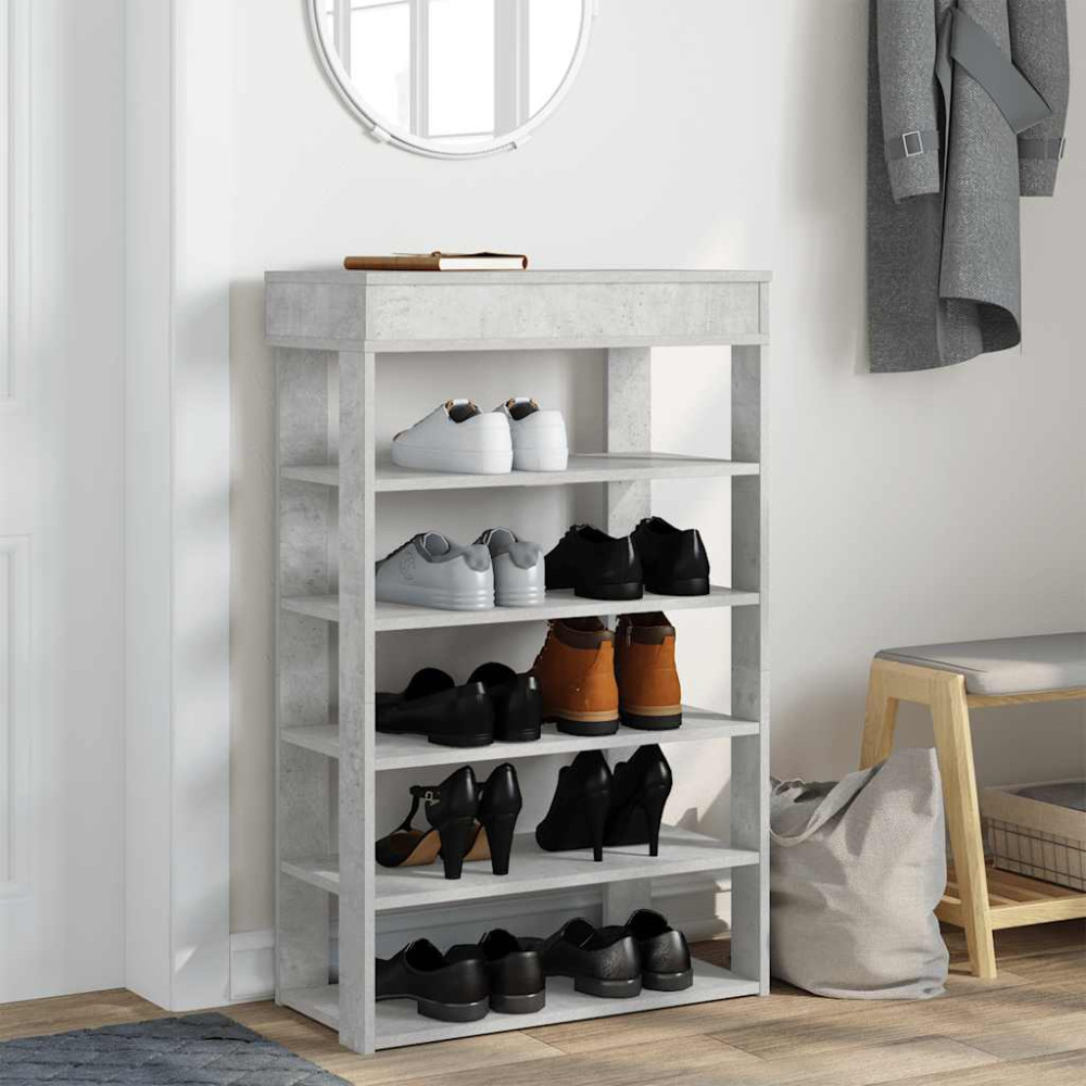 Produktbild för Skohylla betonggrå 60x30x98 cm konstruerat trä