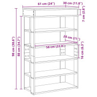 Produktbild för Skohylla betonggrå 60x30x98 cm konstruerat trä