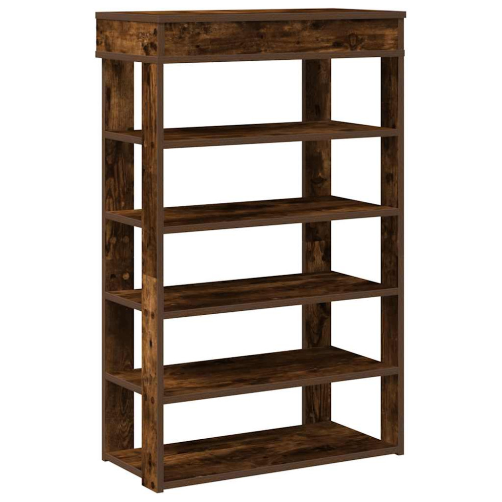 Produktbild för Skohylla rökfärgad ek 60x30x98 cm konstruerat trä