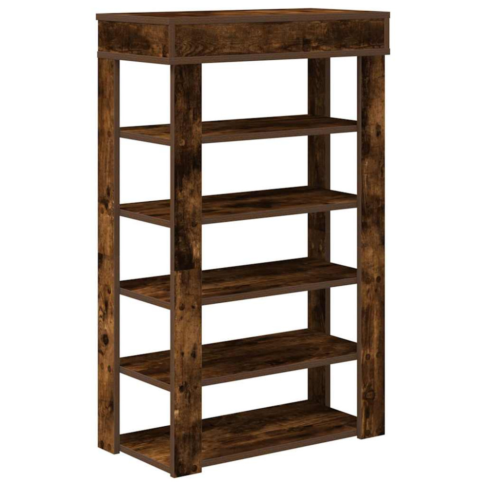 Produktbild för Skohylla rökfärgad ek 60x30x98 cm konstruerat trä