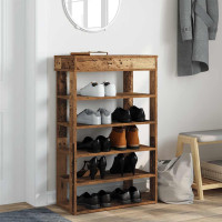Produktbild för Skohylla åldrat trä 60x30x98 cm konstruerat trä