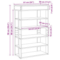 Produktbild för Skohylla åldrat trä 60x30x98 cm konstruerat trä