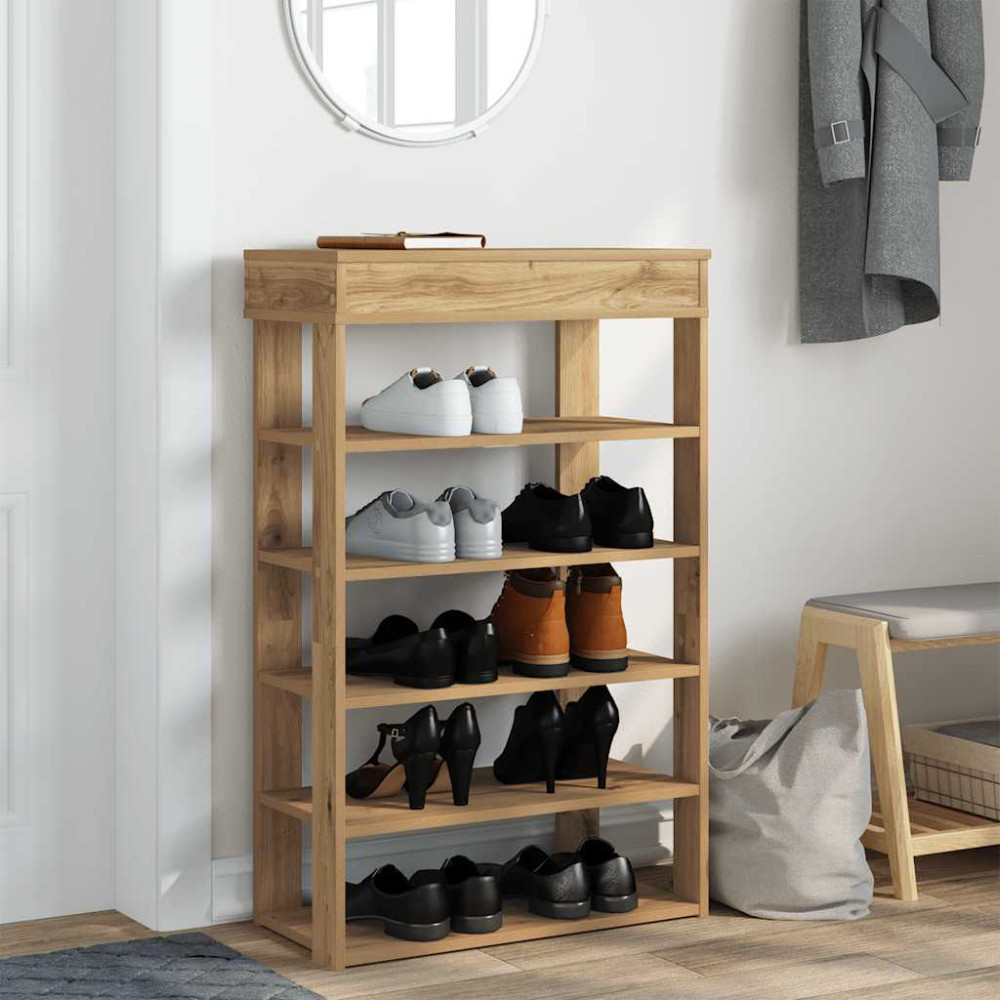 Produktbild för Skohylla ek 60x30x98 cm konstruerat trä