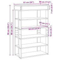 Produktbild för Skohylla ek 60x30x98 cm konstruerat trä