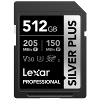 Produktbild för Lexar SDXC Professional SILVER Plus 1066x UHS-I/U3/A2/4K R205/W150 (V30) 512GB