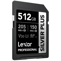 Produktbild för Lexar SDXC Professional SILVER Plus 1066x UHS-I/U3/A2/4K R205/W150 (V30) 512GB