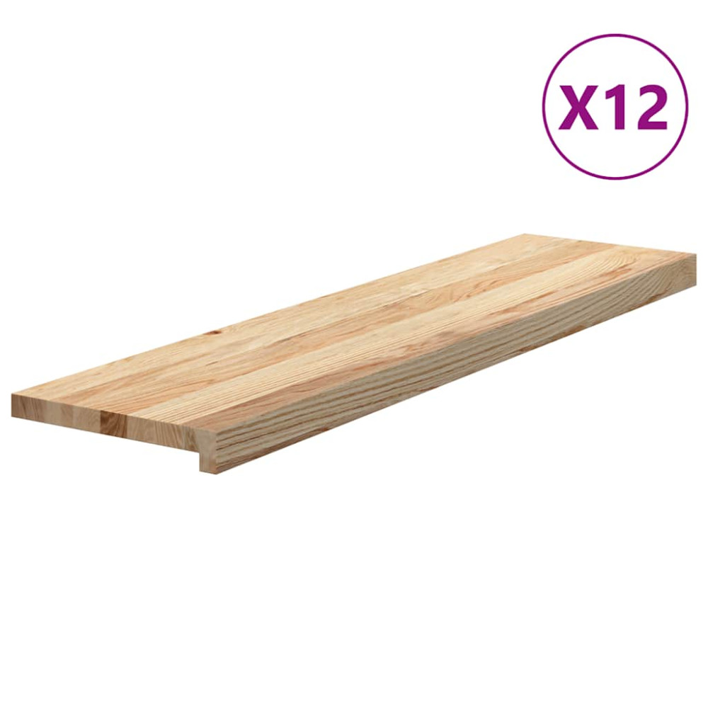 Produktbild för Trappstegsmattor 12 pcs obehandlad 100x30x2 cm massiv ek