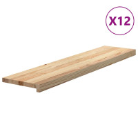 Produktbild för Trappstegsmattor 12 pcs obehandlad 110x30x2 cm massiv ek
