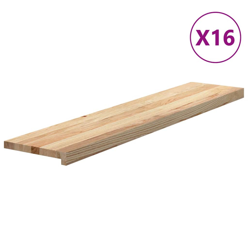 Produktbild för Trappstegsmattor 16 pcs obehandlad 120x25x2 cm massiv ek