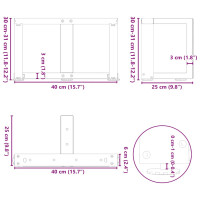 Produktbild för Soffbordsben T-formade 2 st svart 40x25x(30-31) cm stål