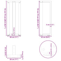 Produktbild för Konsolbordsben T-formad 2 st svart 20x28x(72-73) cm stål