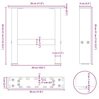 Produktbild för Soffbordsben svart 2 st 30x(30-31) cm stål