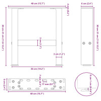 Produktbild för Soffbordsben svart 2 st 40x(30-31) cm stål