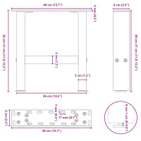 Produktbild för Soffbordsben vit 2 st 40x(30-31) cm stål