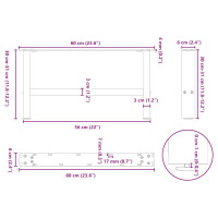 Produktbild för Soffbordsben svart 2 st 60x(30-31) cm stål