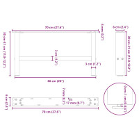 Produktbild för Soffbordsben svart 2 st 70x(30-31) cm stål