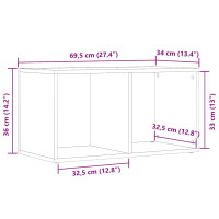 Produktbild för Förvaringslåda åldrat trä 69,5x34x36 cm konstruerat trä