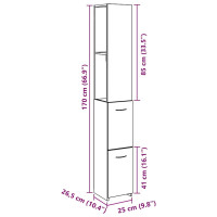 Produktbild för Badrumsskåp betonggrå 25x25x170 cm konstruerat trä