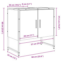 Produktbild för Tvättställsskåp gammalt trä 60x33x60 cm konstruerat trä