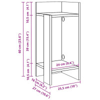 Produktbild för Sidobord med hylla vit 25,5x27x60 cm