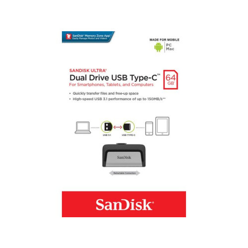 SANDISK USB-Minne SANDISK Ultra Dual USB 64GB