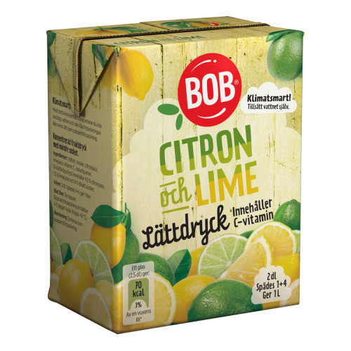 BOB Lättdryck Citron & Lime 2 dl (Utgånget datum)