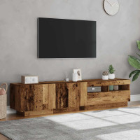 Produktbild för TV-bänk med LED-lampor åldrat trä 180x35x40 cm konstruerat trä