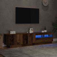 Produktbild för TV-bänk med LED-lampor åldrat trä 180x35x40 cm konstruerat trä