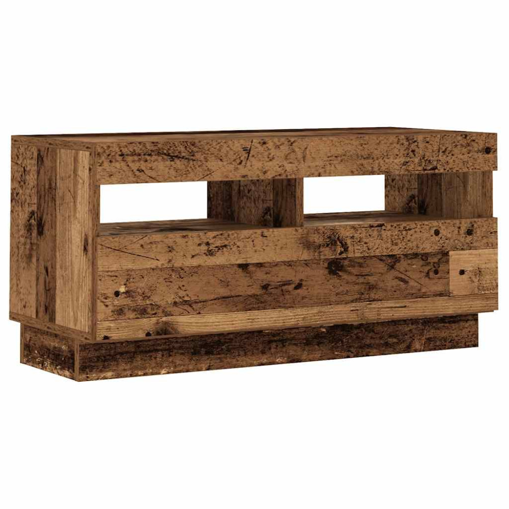 Produktbild för TV-bänk med LED-lampor åldrat trä 180x35x40 cm konstruerat trä