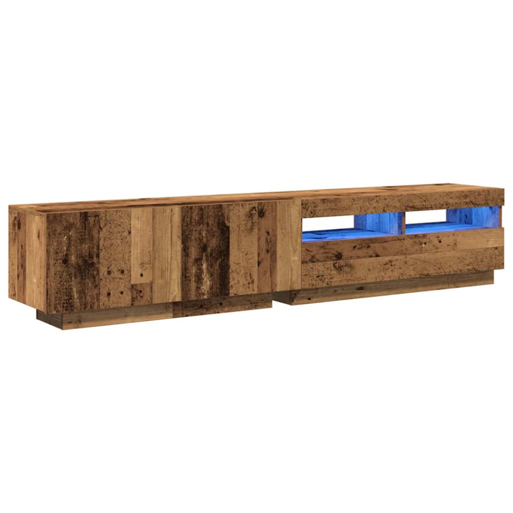 Produktbild för TV-bänk med LED-lampor åldrat trä 200x35x40 cm konstruerat trä