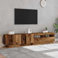 Produktbild för TV-bänk med LED-lampor åldrat trä 200x35x40 cm konstruerat trä