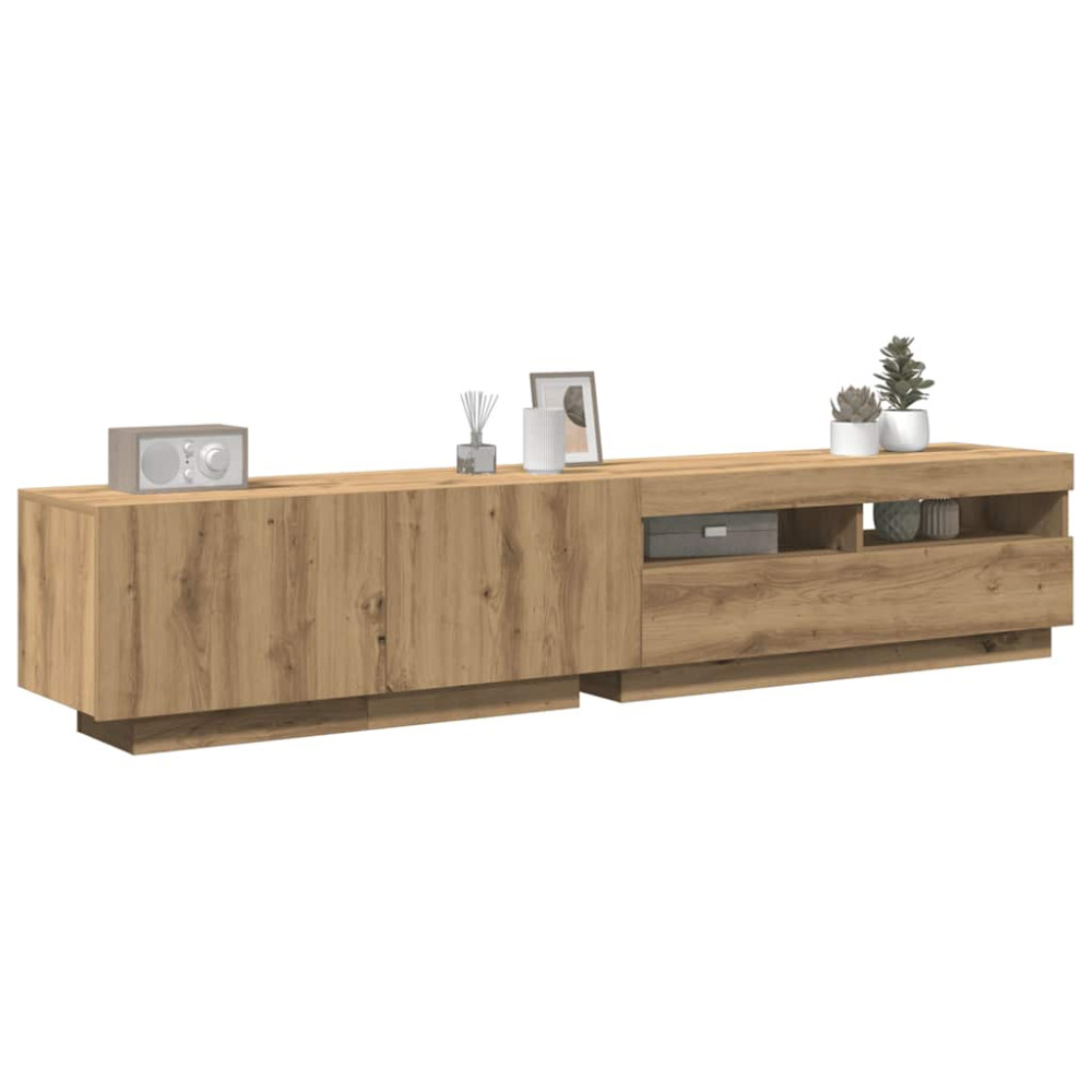 Produktbild för TV-bänk med LED-lampor artisan ek 200x35x40 cm konstruerat trä
