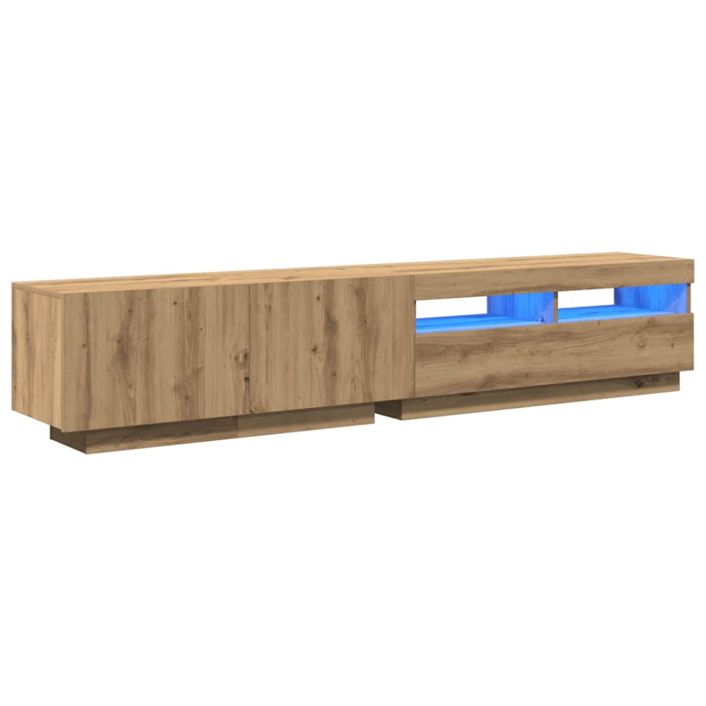 Produktbild för TV-bänk med LED-lampor artisan ek 200x35x40 cm konstruerat trä