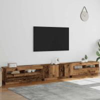 Produktbild för TV-bänk med LED-lampor åldrat trä 300x35x40 cm konstruerat trä