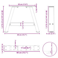 Produktbild för Soffbordsben A-formade 2 st antracit 40x(30-31) cm stål