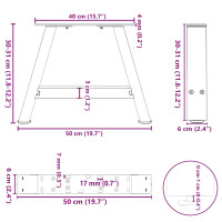 Produktbild för Soffbordsben A-formade 2 st svart 50x(30-31) cm stål